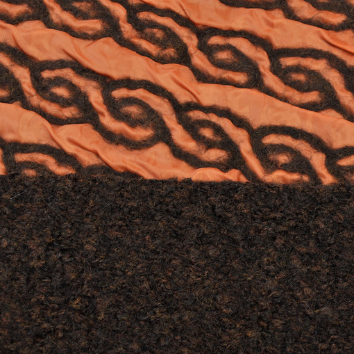 Курточная двухслойная ткань оранжевого цвета на изнанке лоден