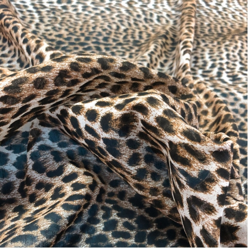 Муслин хлопок с шелком принт Gucci имитация леопардового меха