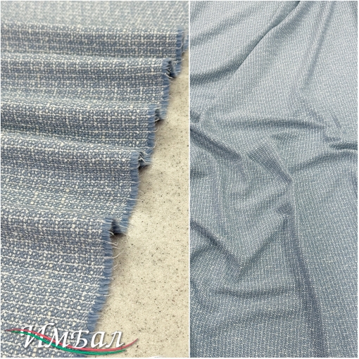 Шанель костюмно-плательная под твид с элегантным люрексом нежно-голубого цвета