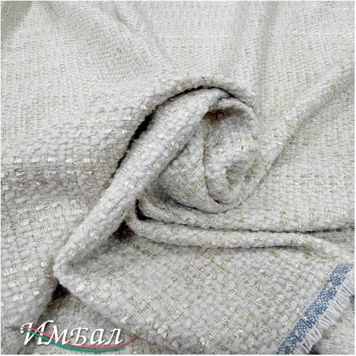 Шанель костюмно-плательная нарядная перламутрового цвета с золотистым люрексом