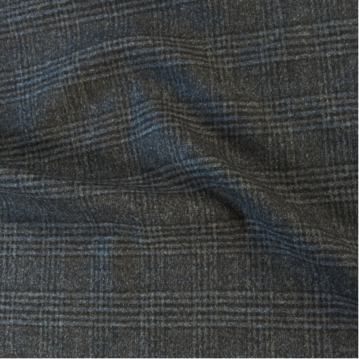 Ткань костюмная шерстяная стрейч в серо-синюю клетку