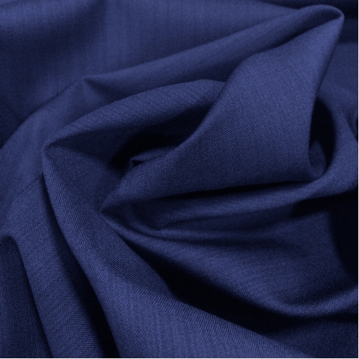 Ткань костюмная шерстяная Cerruti синего цвета в темную полоску