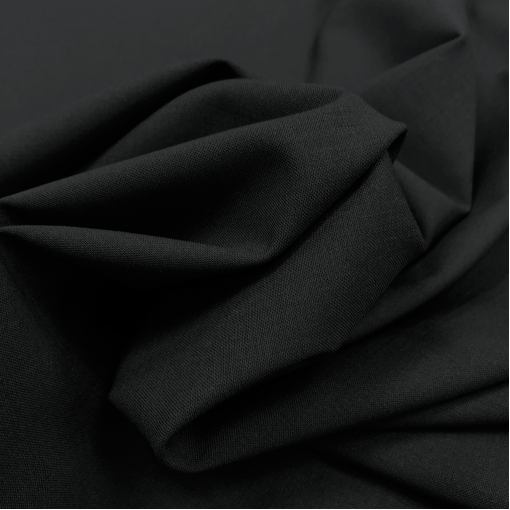 Ткань костюмная шерстяная плотная черного цвета с отливом