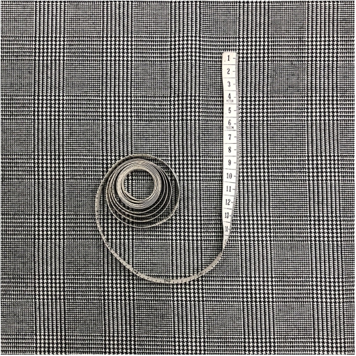 Ткань костюмная шерстяная стрейч серо-черная клетка пье-де-пуль
