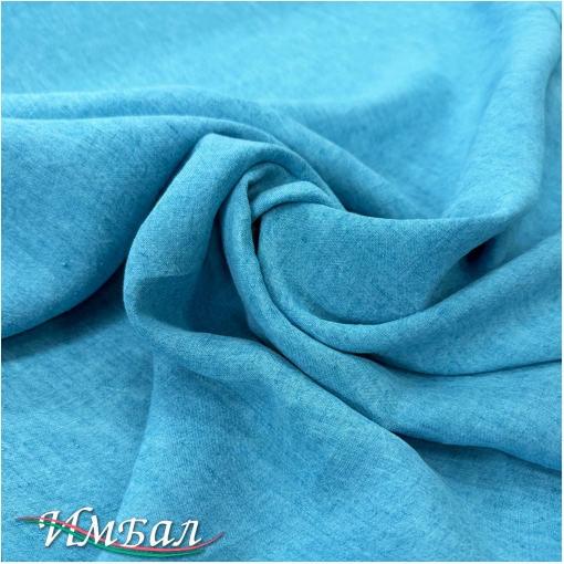 Лен костюмно-плательный стиль бохо голубого меланжевого цвета