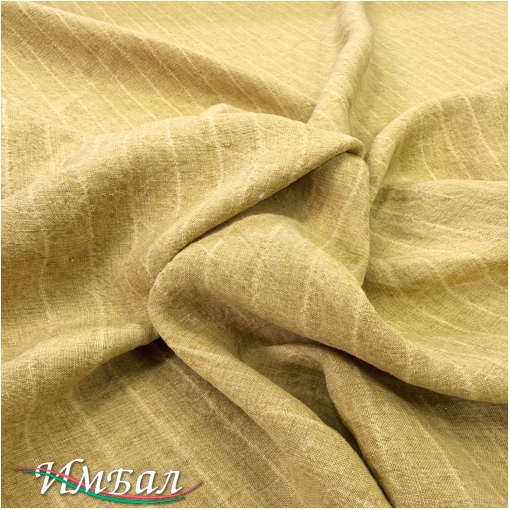Лен костюмно-плательный стиль бохо полоски горчично-медового цвета
