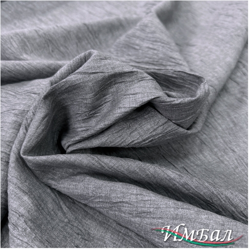 Лен костюмно-плательный сжатый стрейч средне-серого меланжевого цвета