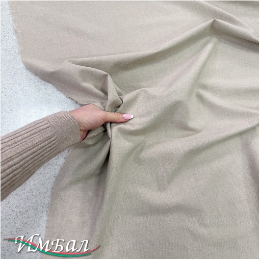 Лен костюмно-плательный мягкий стрейч серо-бежевого цвета