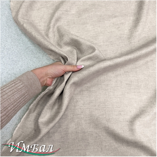 Лен костюмно-плательный мягкий стрейч бежево-серого меланжевого цвета
