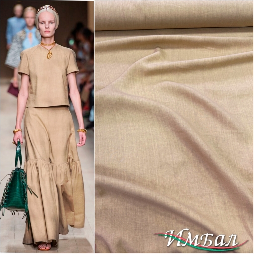 Лен костюмный меланжевый бисквитно-персикового цвета