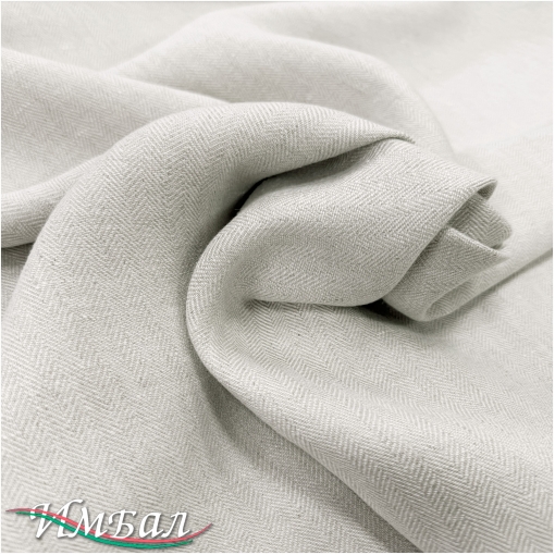 Лен костюмный жаккардовый в мелкую елочку молочно-серого цвета