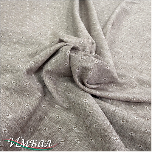 Лен плательно-рубашечный стрейч жаккардовый цвета капучино