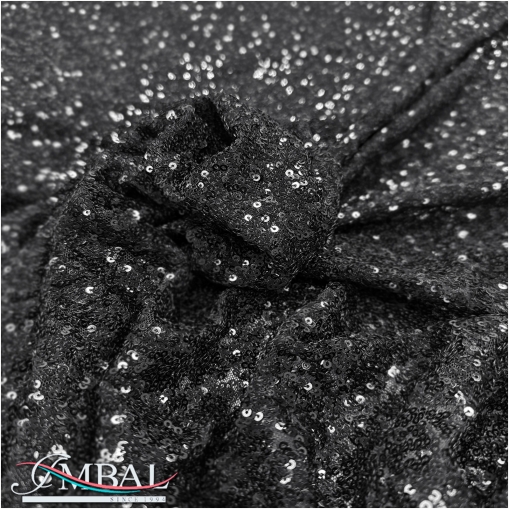 Пайетки мелкие на сетке бистрейч черного цвета