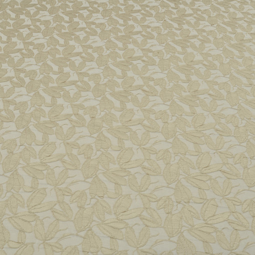 Жаккард-стрейч с фактурным цветочным рисунком светлого песочного цвета