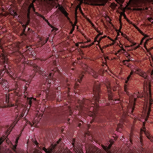 Сетка винного цвета с узором из пайеток