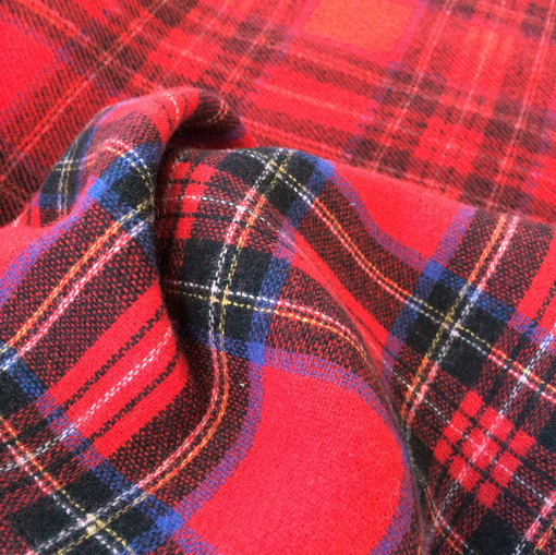 Ткань пальтовая двухсторонняя в красную "шотландку"