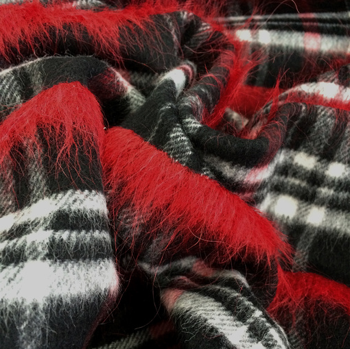 Ткань пальтово-костюмная с красной ворсовой полосой