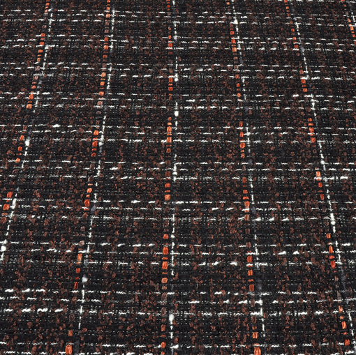 Костюмно-пальтовая шанель темно-коричневого цвета с оранжевой нитью