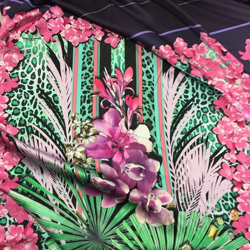 Шелк атлас купон Renato Balestra цветочная абстракция