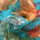 Шелк с хлопком принт Blumarine цветочная поляна на бирюзовом фоне
