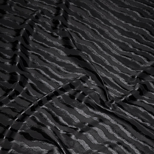 Вискоза черная плательная вечерняя с атласными полосами
