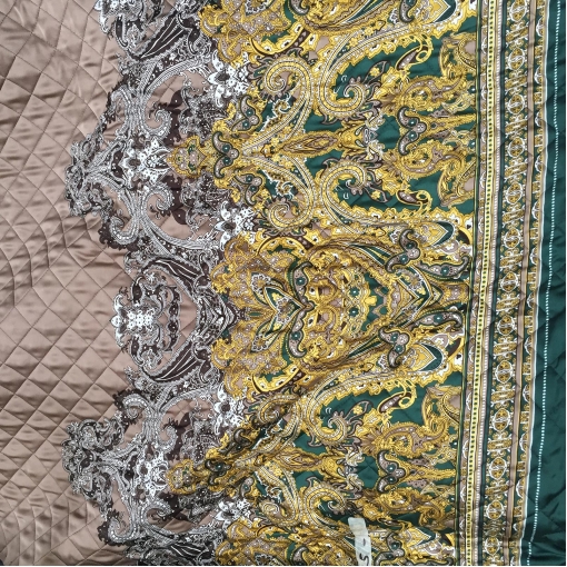 Курточная стеганая ткань ETRO купон в золотисто-зеленых тонах