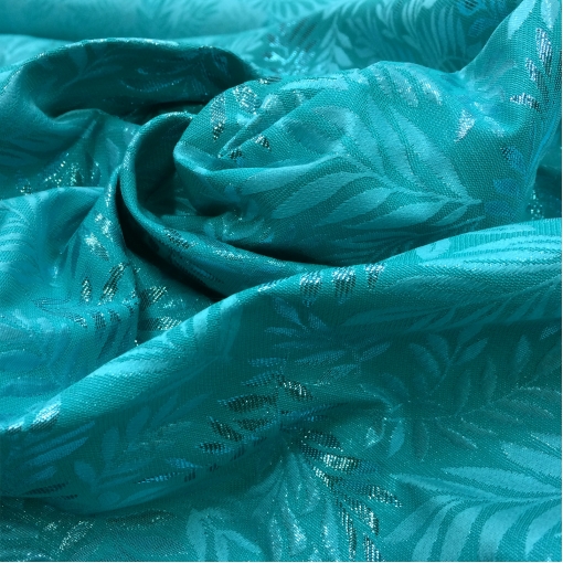 Жаккард нарядный цвета голубой бирюзы с люрексом 