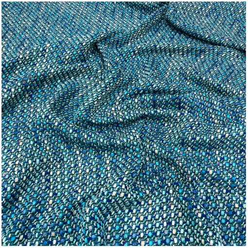 Шанель летняя мягкая костюмно-плательная нарядная в бирюзово-синих тонах