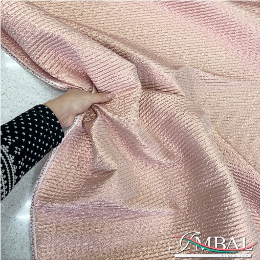 Жаккард нарядный плиссированный Armani медно-розового цвета с люрексом