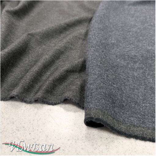 Твид шерстяной костюмный "елочка" в сине-серых тонах двухсторонний