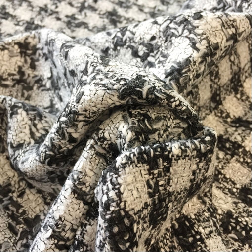 Ткань костюмная шерстяная дизайна Louis Vuitton черно-белая клетка