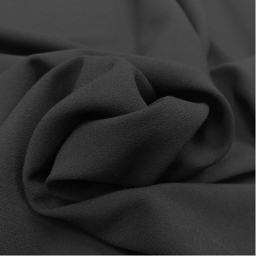 Ткань костюмная шерстяная кади стрейч черного цвета