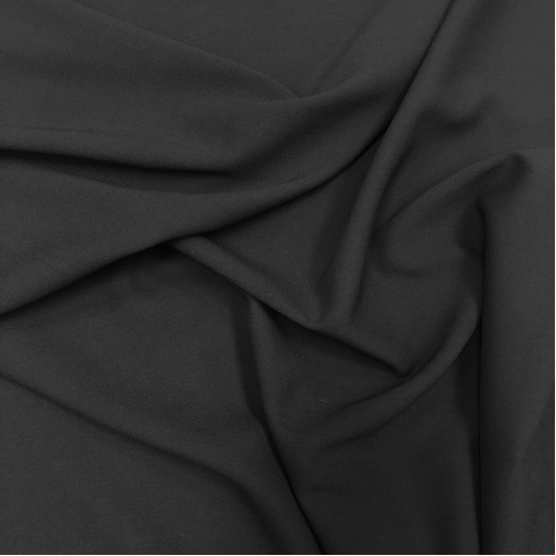 Ткань костюмная шерстяная кади стрейч черного цвета