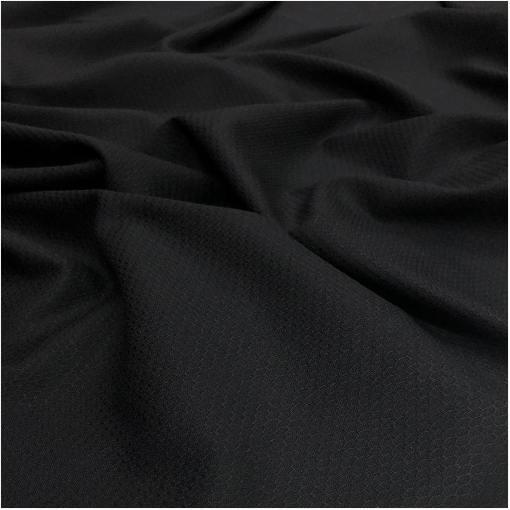 Ткань костюмно-плательная стрейч с жаккардовой выработкой черного цвета 