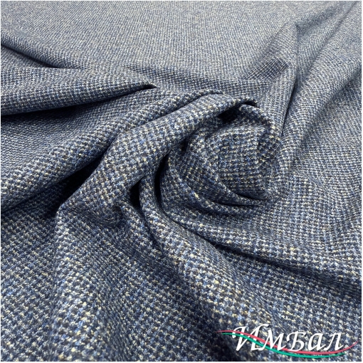 Твид костюмно-плательный Loro Piano мягкий серо-синяя клеточка