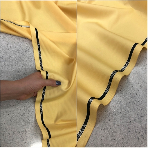 Ткань костюмная шерстяная стрейч супер 100s разбеленого желтого цвета