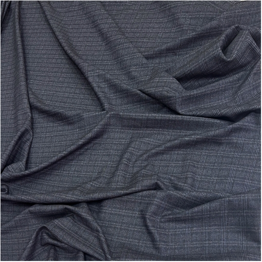 Твид костюмно-плательный стрейч мягкий сине-черно-коричневая клетка 5х5 см 