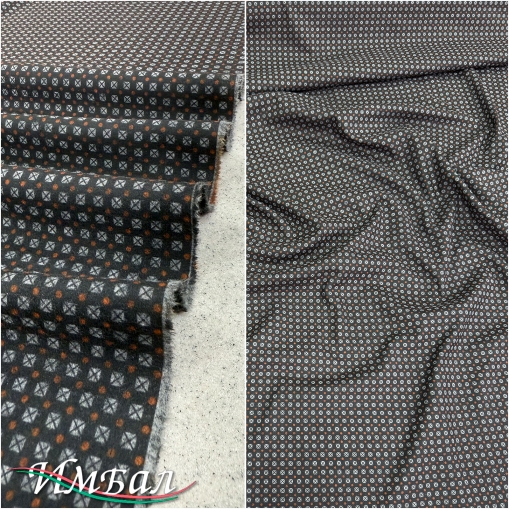 Ткань костюмная фланелевая стрейч дизайн Prada мелкая геометрия