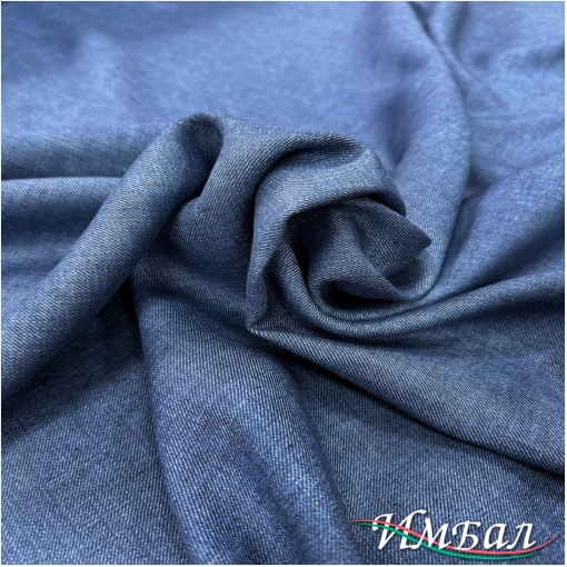 Лен костюмно-плательный под джинс синего цвета