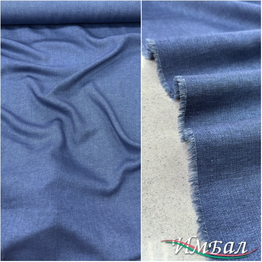 Лен костюмно-плательный под джинс синего цвета