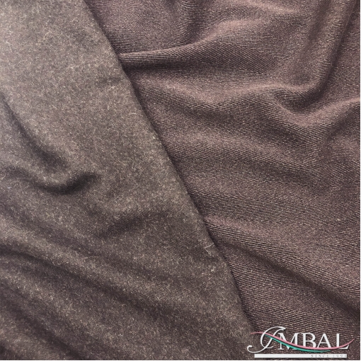 Ткань пальтовая двухсторонняя Armani в "елочку" шоколадно-свекольного цвета