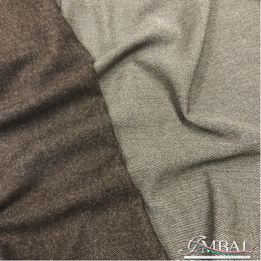 Ткань пальтовая двухсторонняя Armani диагональ шоколадно-табачного цвета