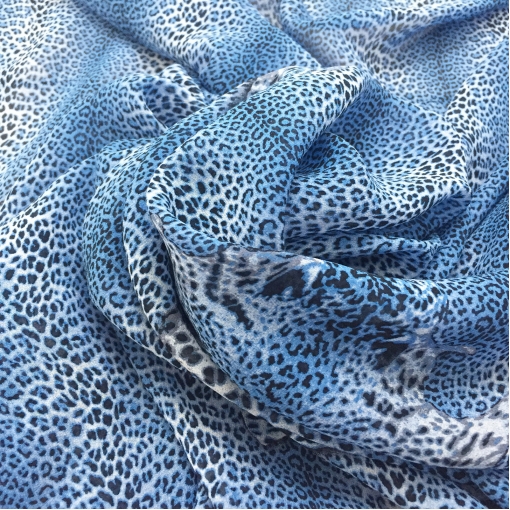 Шелк шифон принт Roberto Cavalli купон синий леопард