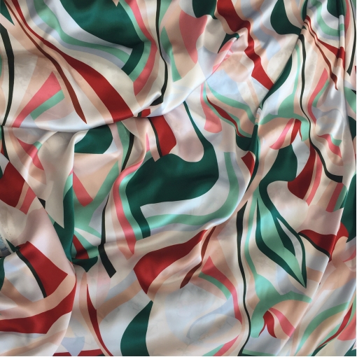 Шелк атлас E.Pucci абстракция в зелено-терракотовых тонах