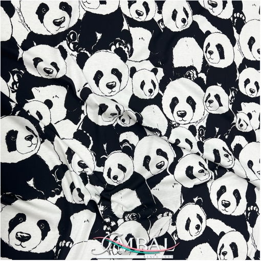 Трикотаж вискозный принт D&G черно-белые панды 