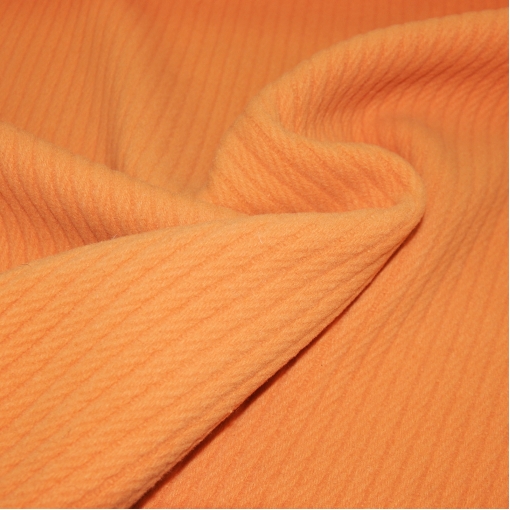 Пальтовая мягкая ткань грязно-оранжевого цвета в мелкие косички