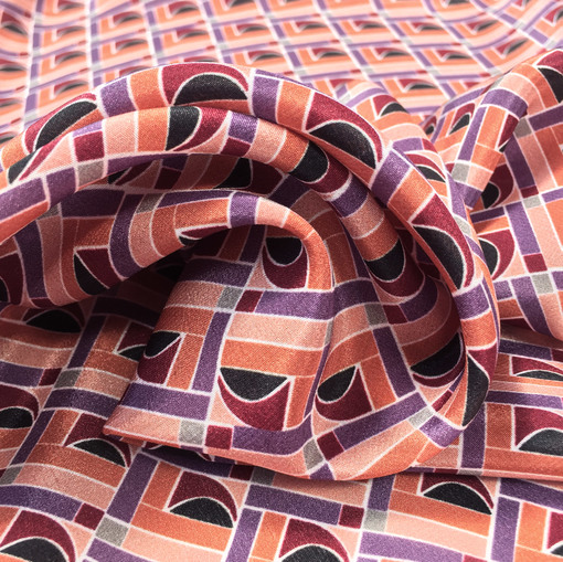 Шелк Prada матовый полупрозрачный геометрия с цветами