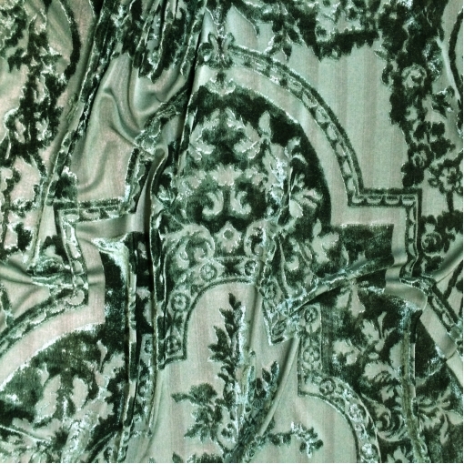 Бархат деворе стрейч Versace купон темно-зеленого цвета