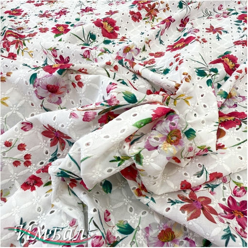 Шитье дизайн Blumarine хлопковое красные маки на белом фоне