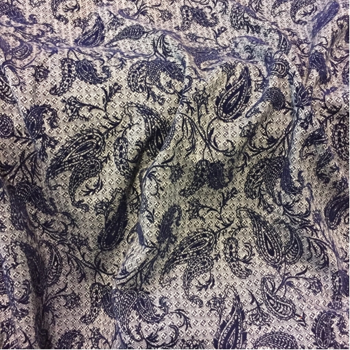Шерсть костюмно-пальтовая принт ETRO с флоковым рисунком синего цвета